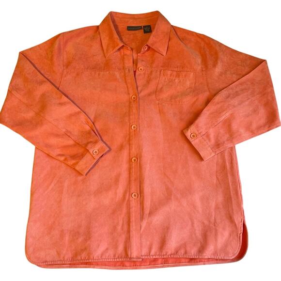 Relativity Faux Suede Button Up Coral/ Pink Chore Jacket Size XL - Picture 1 of 12